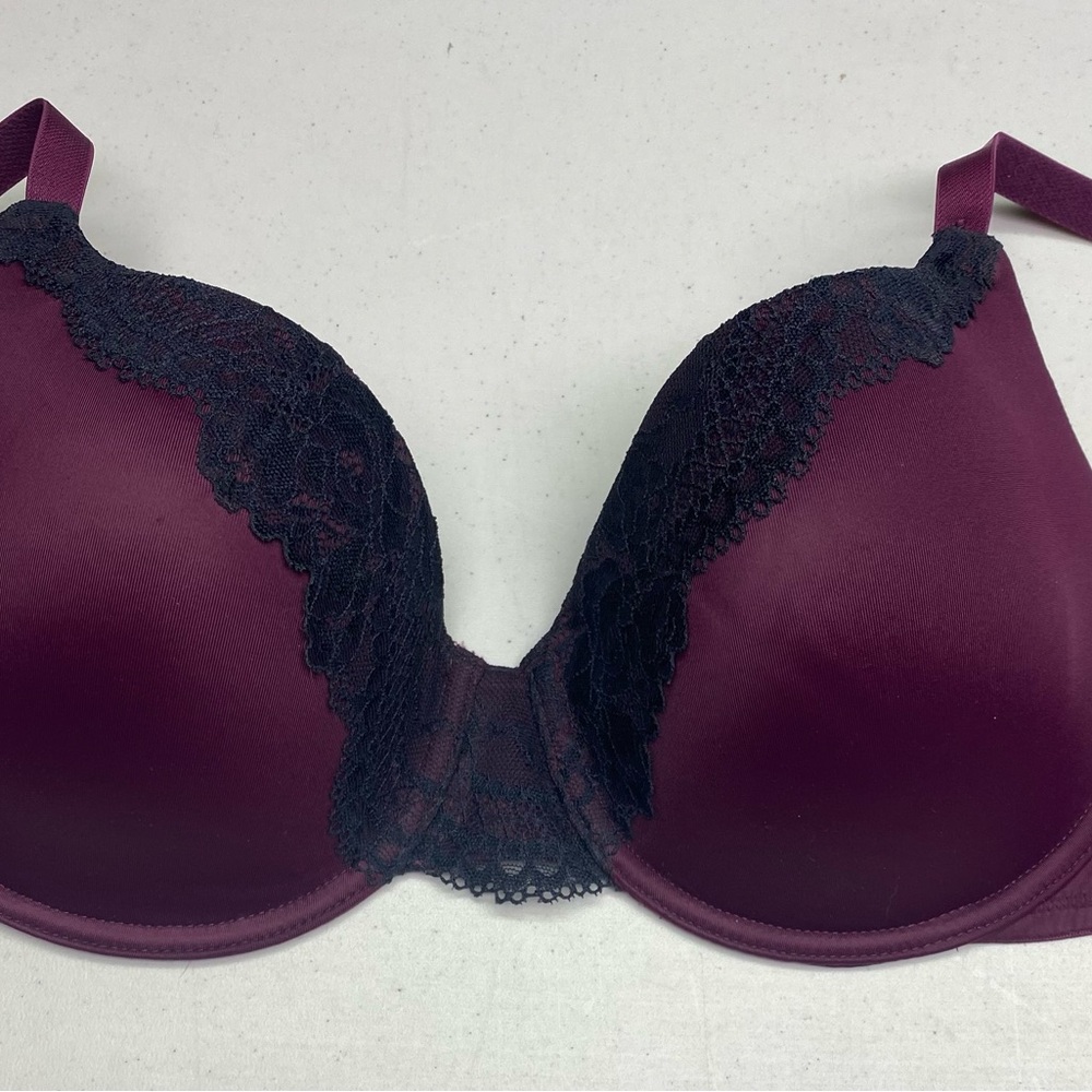 NWOT LS PLUM/BLK Sexy Tease Full Coverage, 36D *P1073